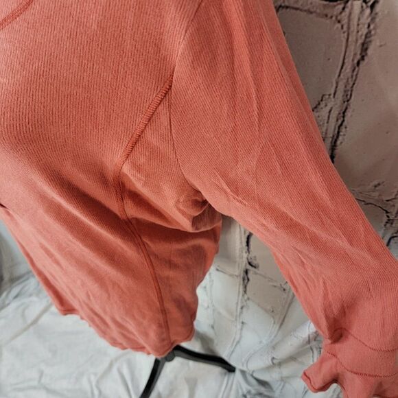 PEACH Button Rounded Hem Long Flare Sleeve Stretch Soft Ribbed Scoop Neck 3X NWT - Picture 3 of 7